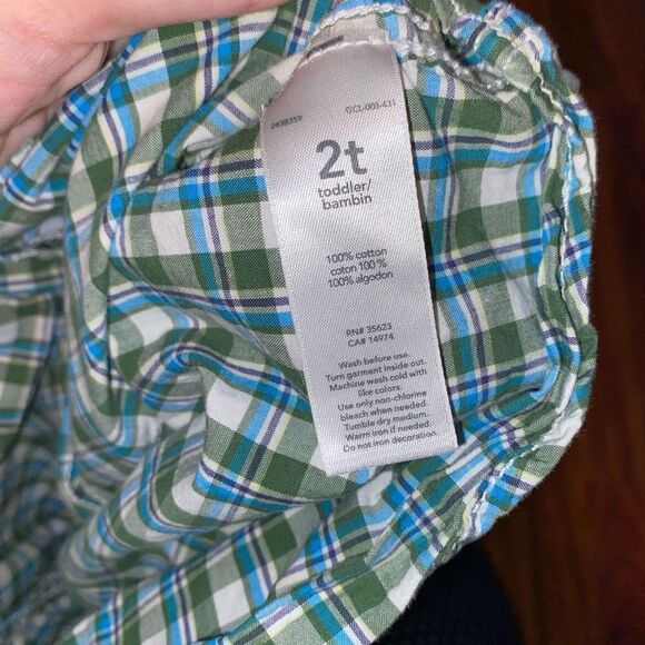 5 For $25 Carter's Green and White Plaid Button Down Top Toddler Size 2T - Picture 4 of 6